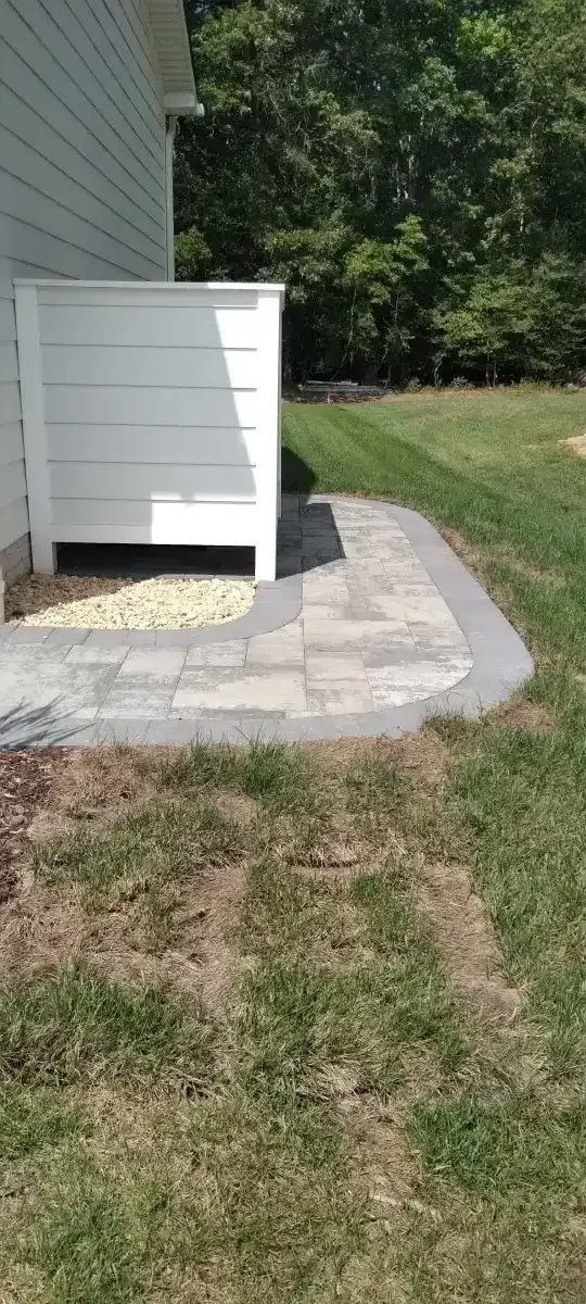 Complete outdoor living area with patio and landscaping